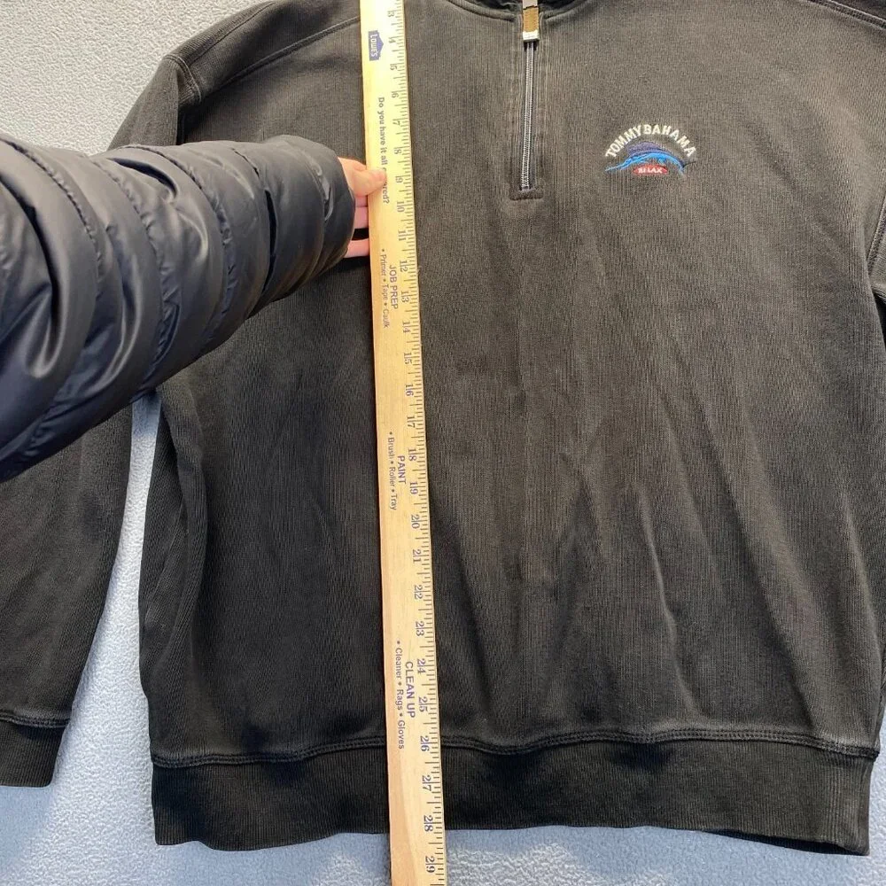 Tommy Bahama Men’s Sweater Black Cotton Long Sleeve Quarter Zip‎ Size XL